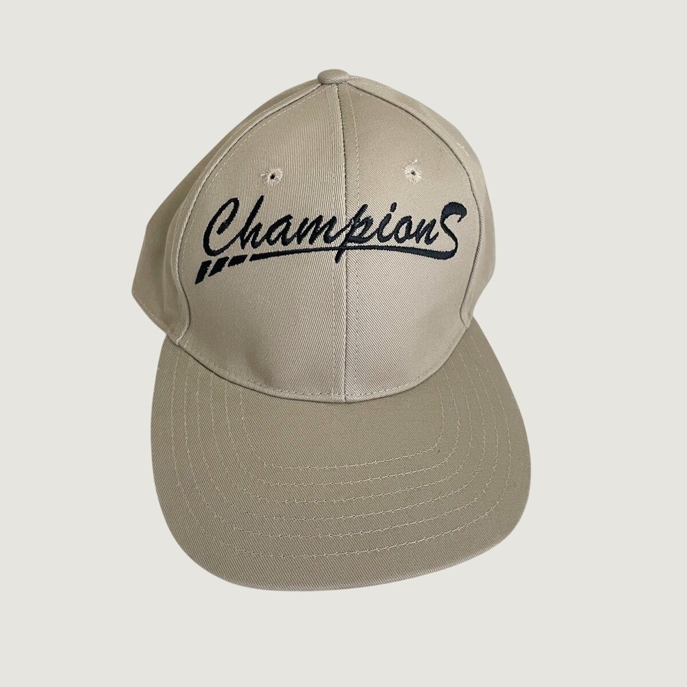 MLB Championship Drew Pearson Khaki Baseball Cap Black Script Logo Hat OSFA